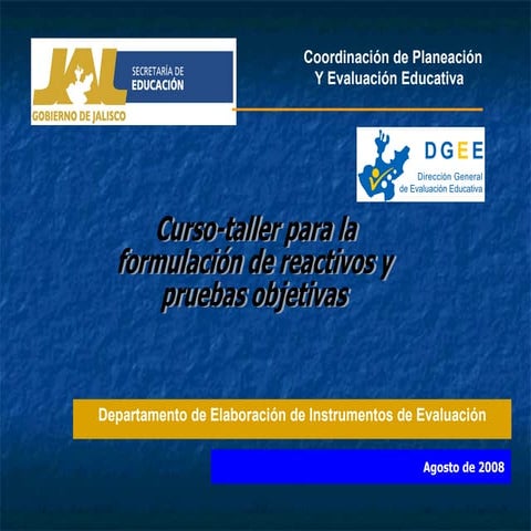 Curso  taller para la construccin de reactivos en power