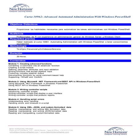 Curso 10962 Advanced Automated Administration with Windows Powershell ... image.