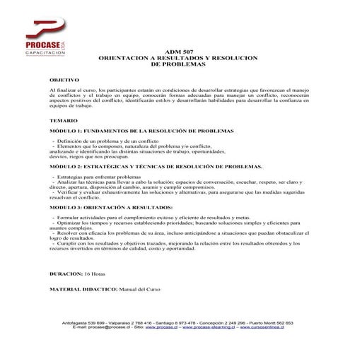 Curso adm 507   orientación a resultados y resolución de problemas