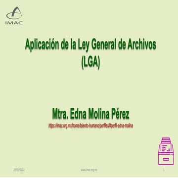 Curso Aplicación de la Ley General de Archivos, IMAC, 2022