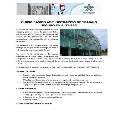Curso básico administrativo de trabajo seguro en alturas