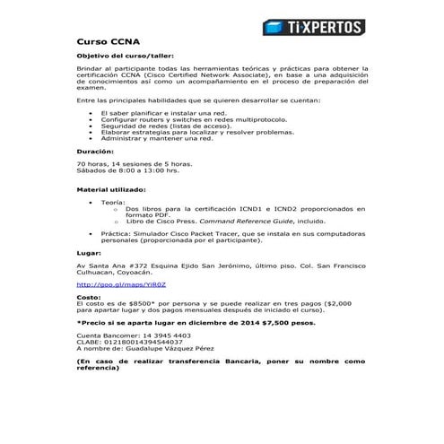 Curso ccna inicio 17 enero 2015