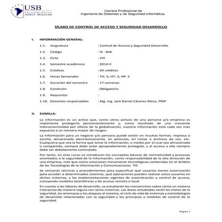 Curso: Control de acceso y seguridad desarrollo: Sílabo | PDF