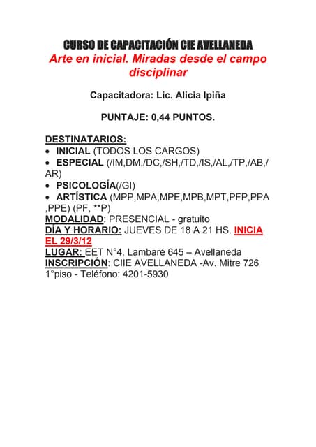 Curso de capacitación cie avellaneda