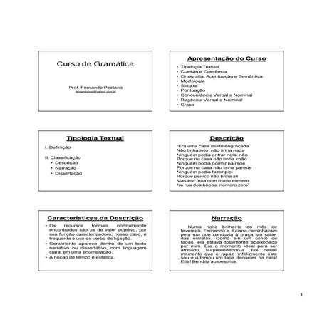 Curso de gramática módulo i - tipologia textual - aula 01 | PDF