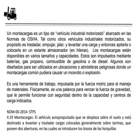 Curso de manejo seguro de montacargas 2017