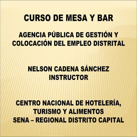 Curso de mesa y bar - agencia publica distrital del empleo
