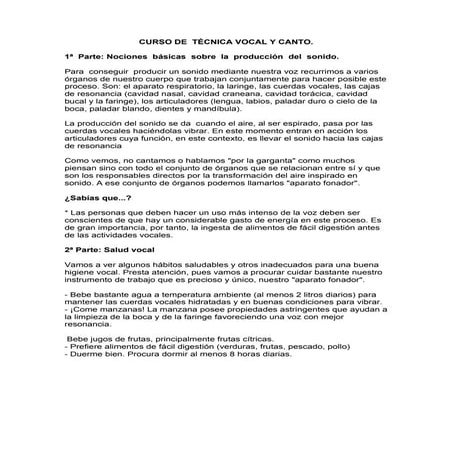 Curso de técnica vocal y canto. | DOC