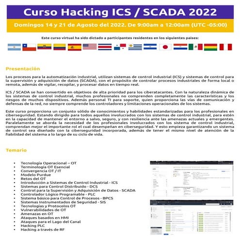 Curso Virtual Hacking ICS / SCADA 2022