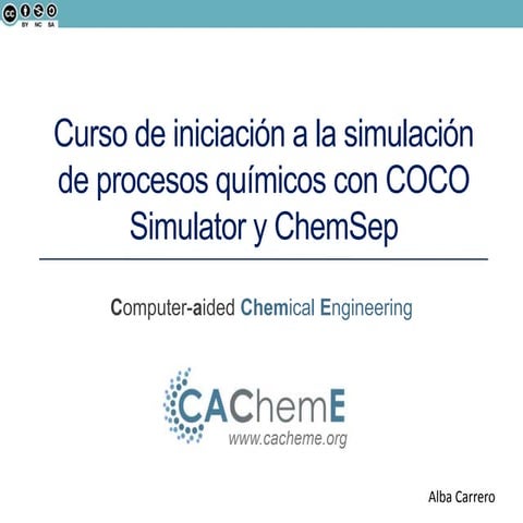 Curso inciación a COCO Simulator y ChemSep - Simulación de procesos químicos por orenador