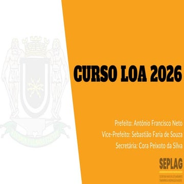 Curso sobre Leis Orçamentárias - PPA, LDO e LOA, ofertado pela Secretaria de Planejamento de Volta Redonda