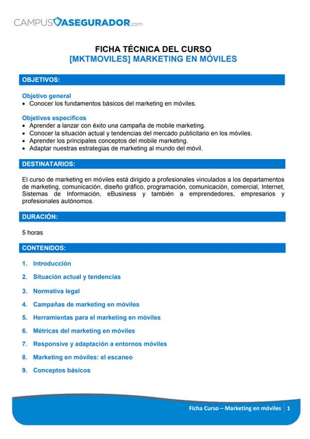 Curso marketing en móviles