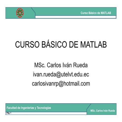 Curso matlab básico semestre 1 - 2017 | PDF