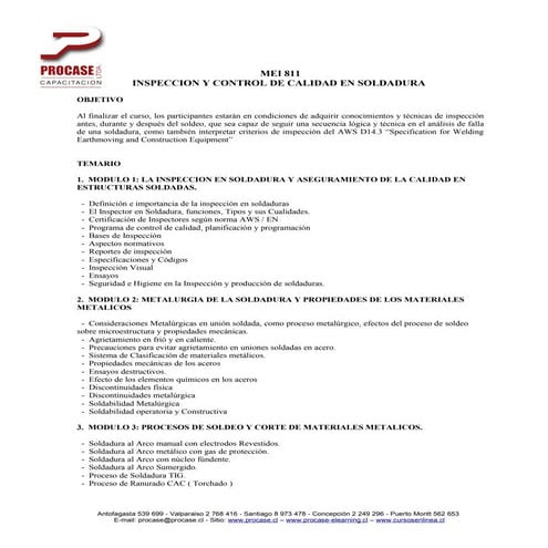 Curso mei 811 inspección y control de calidad en soldadura | PDF