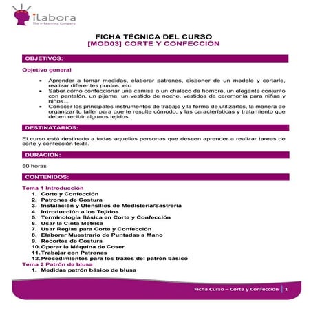 Curso Online de Corte y Confección
