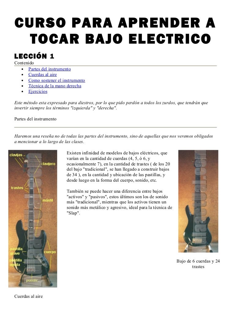 Curso para aprender a tocar bajo electrico