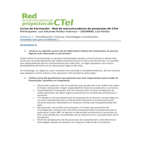 Curso de Estructuradores de Proyectos Red CTeI