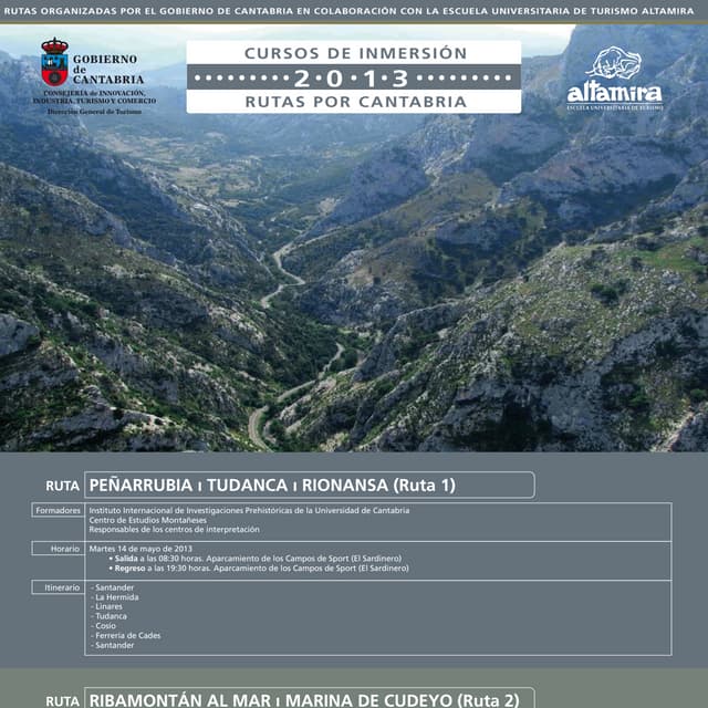 Turismo de Cantabria Cursos de Inmersion 2013 para Profesionales del Turismo