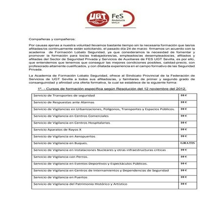 Cursos seguridad privada academia lobato ugt