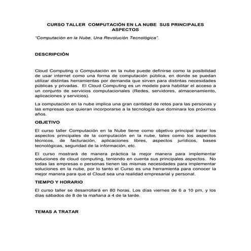 Curso taller computacion en la nube | PDF