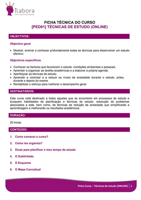 Curso Técnicas de estudo
