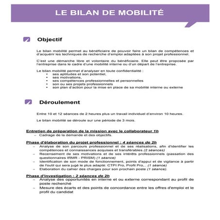 Bilan de mobilité