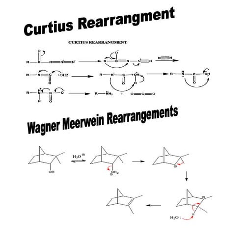 Curtius rearrangement. Wagner Meerwein rearrangement.