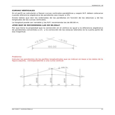 Elementos de la curva circulares simples para una via | DOCX