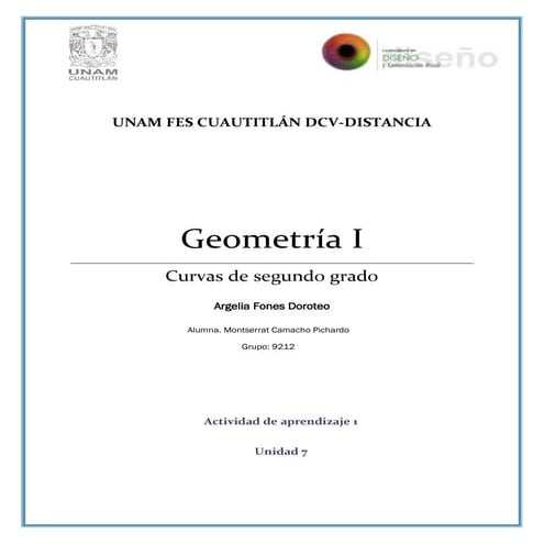 Curvas de segundo grado. Montserrat Camacho Pichardo