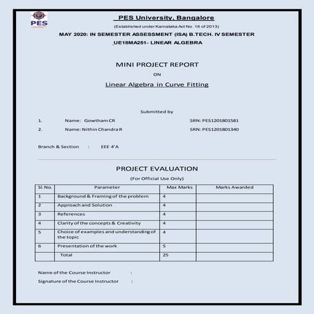 Curve Fitting - Linear Algebra