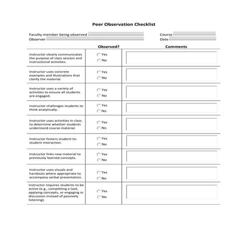 Peer Observation Form