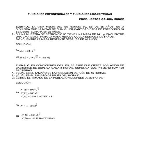 PROBLEMAS RESUELTOS DE APLICACIÒN DE FUNCIONES EXPONENCIALES