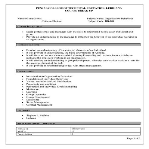 Course outline mgt 4110 (ob) | DOC