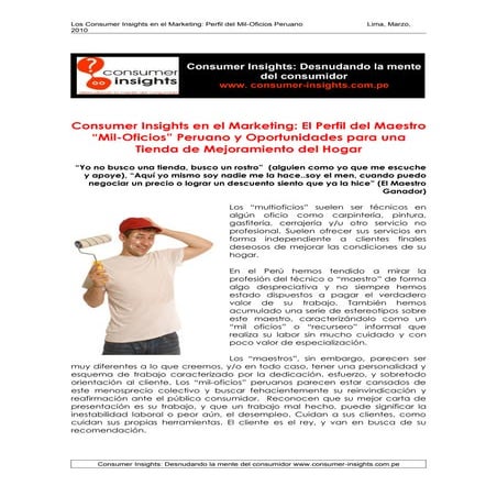 Perfil del "Maestro Mil-oficios" en el Perú: revelando los consumer insights 