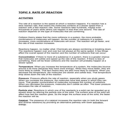 TOPIC 5. RATE OF REACTION-ACTIVITIES