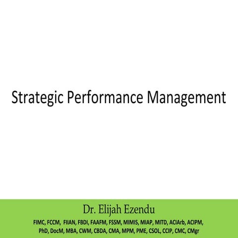 Strategic Performance Management