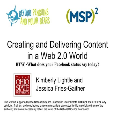 Creating and Delivering Content in a Web 2.0 World
