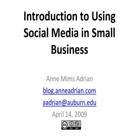 Introduction to Social Media for Small Business