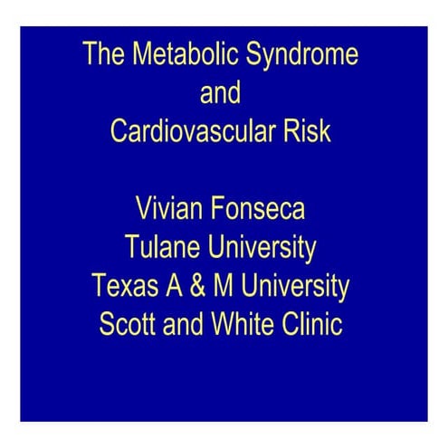 The Metabolic Syndrome and Cardiovascular Risk | PDF