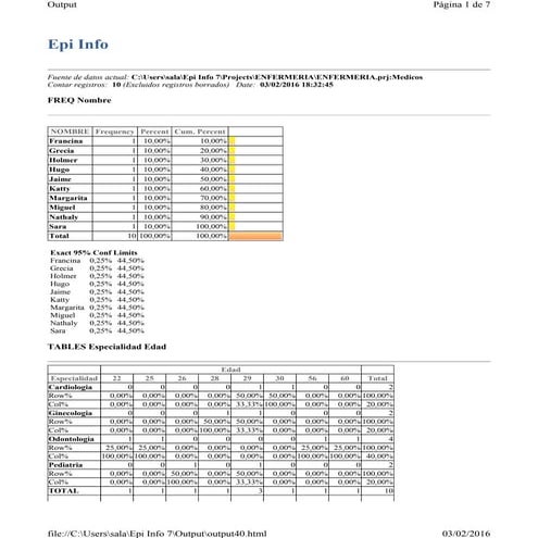 REPORTES DE EPI INFO