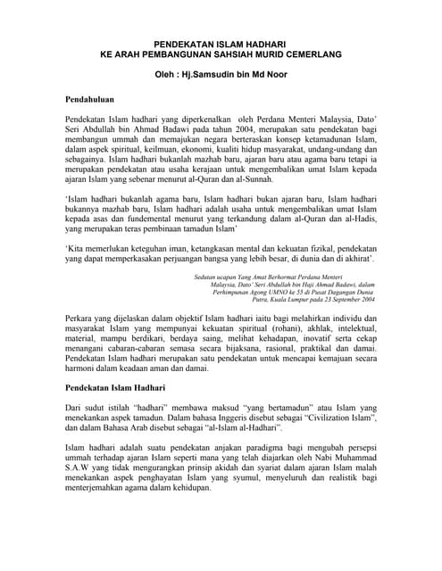 Prinsip Prinsip Islam Hadhari