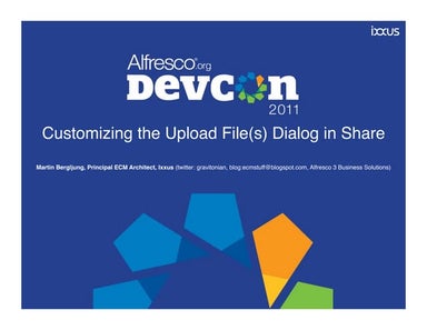 CUST-10 Customizing the Upload File(s) dialog in Alfresco Share