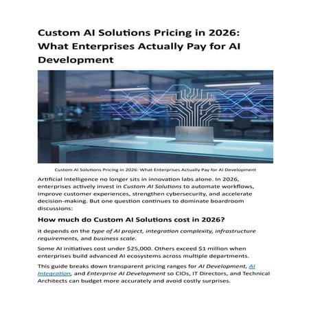 Custom AI Solutions Pricing in 2026 Guide | PDF