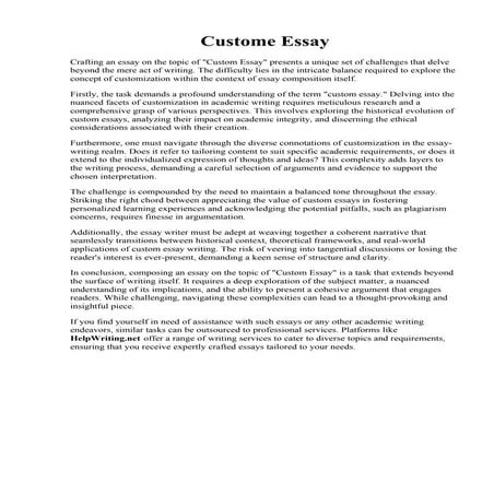 Custome Essay. The Example of Essay  PDF