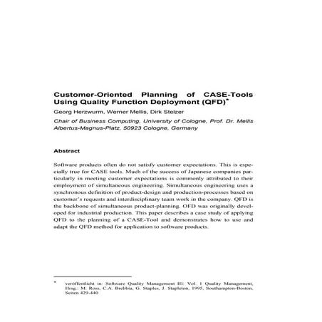 Customer oriented planning of case-tools using quality function deployment (qfd)