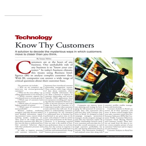 Customer Analytics in Retail - Know Thy Customers