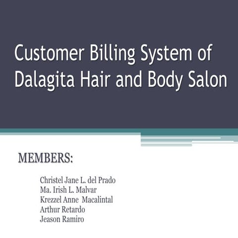 Customer Billing System of Dalagita Hair and Body Salon