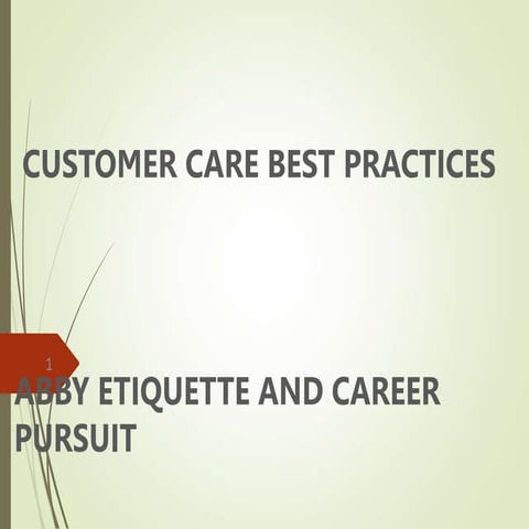 HOW CUSTOMER CARE SERVICE IMPROVES EMPLOYEE PERFORMANCE AT THE WORKPLACE  .ppt