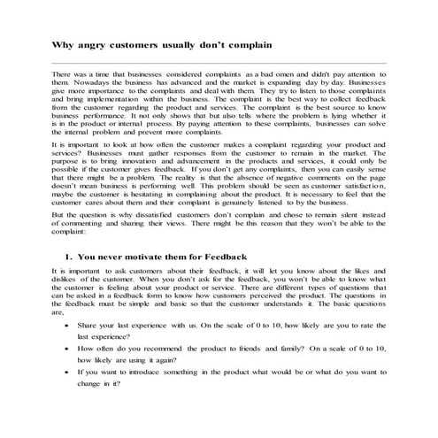 Customer complain 1 | DOCX