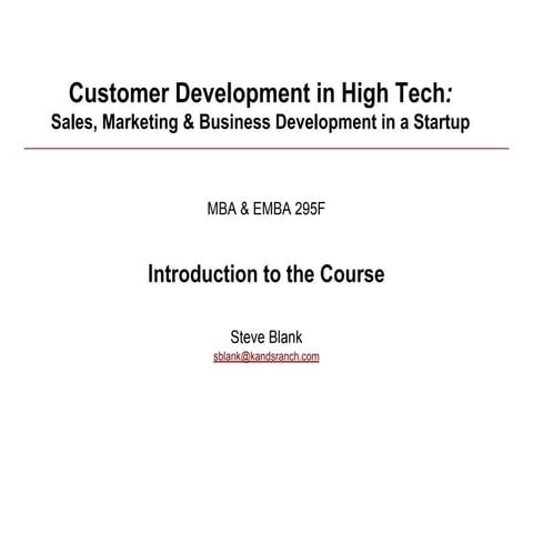 Customer Development 1: Introduction